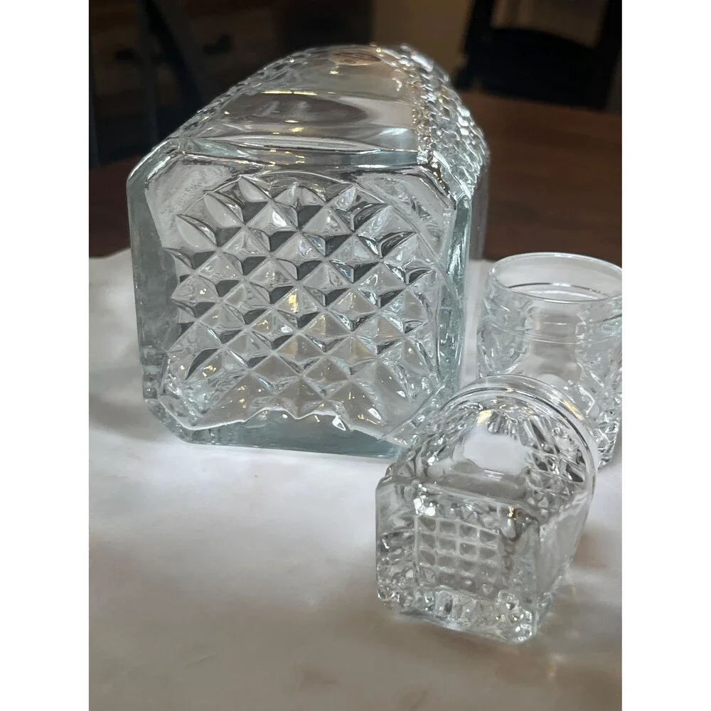VTG Styria Austrian  Crystal Decanter Set & 4 Cordial Glasses Mid Century
